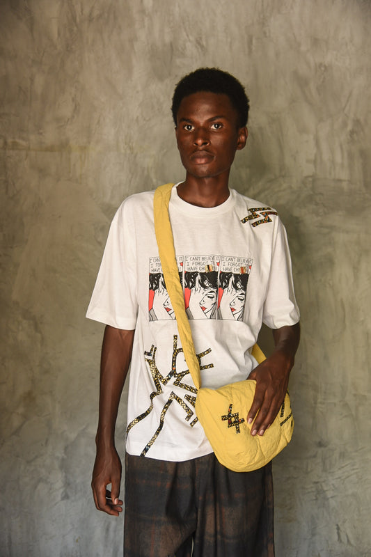 Huba Bwanga Pants & Tote Bag Set – Black/Orange Pants & Mustard Yellow Tote (Waist 30–34)