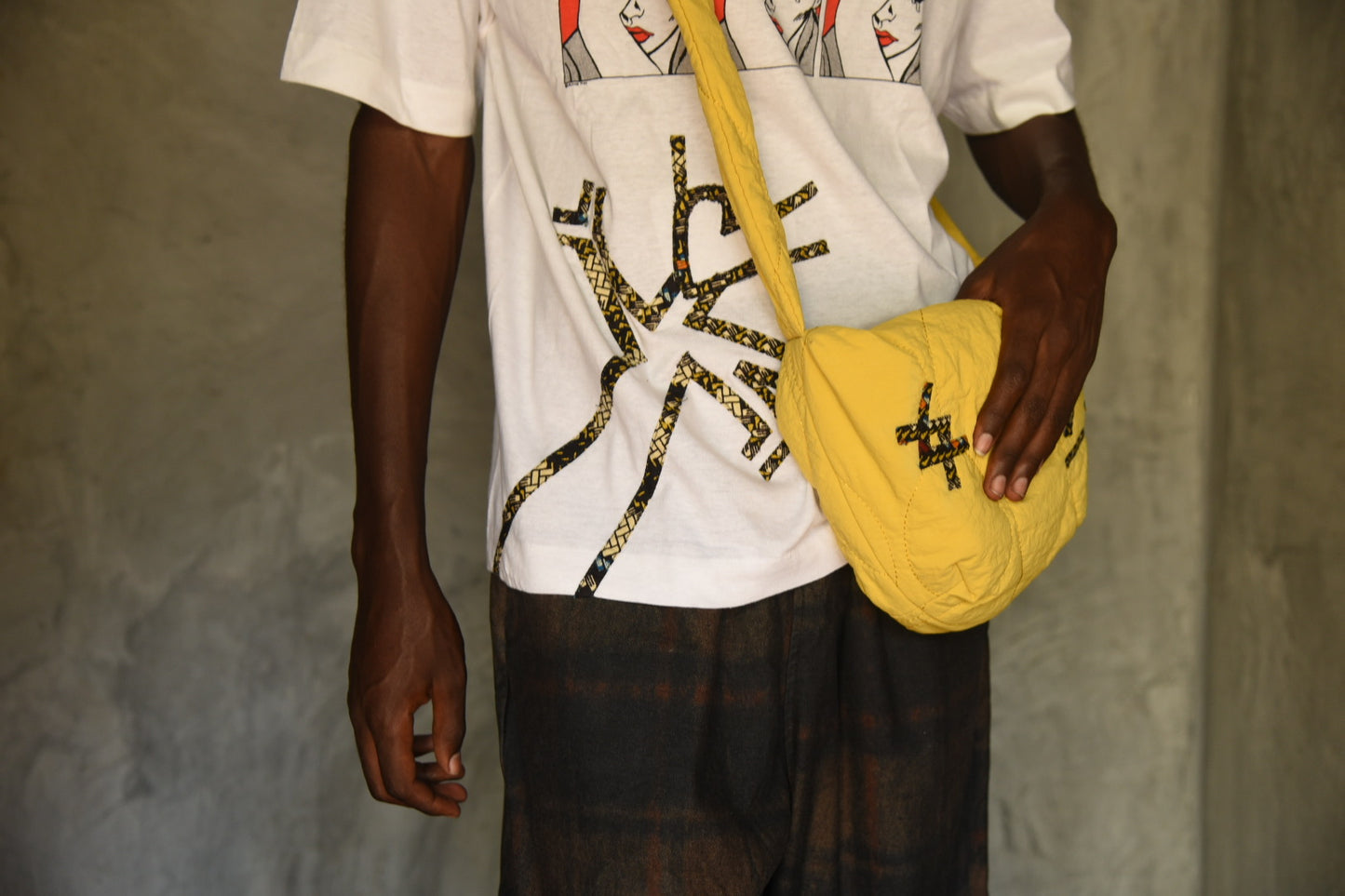 Huba Bwanga Pants & Tote Bag Set – Black/Orange Pants & Mustard Yellow Tote (Waist 30–34)