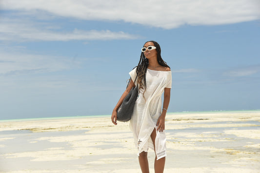 Huba Kindege Beach Cover-Up Dress – White (Free Size)