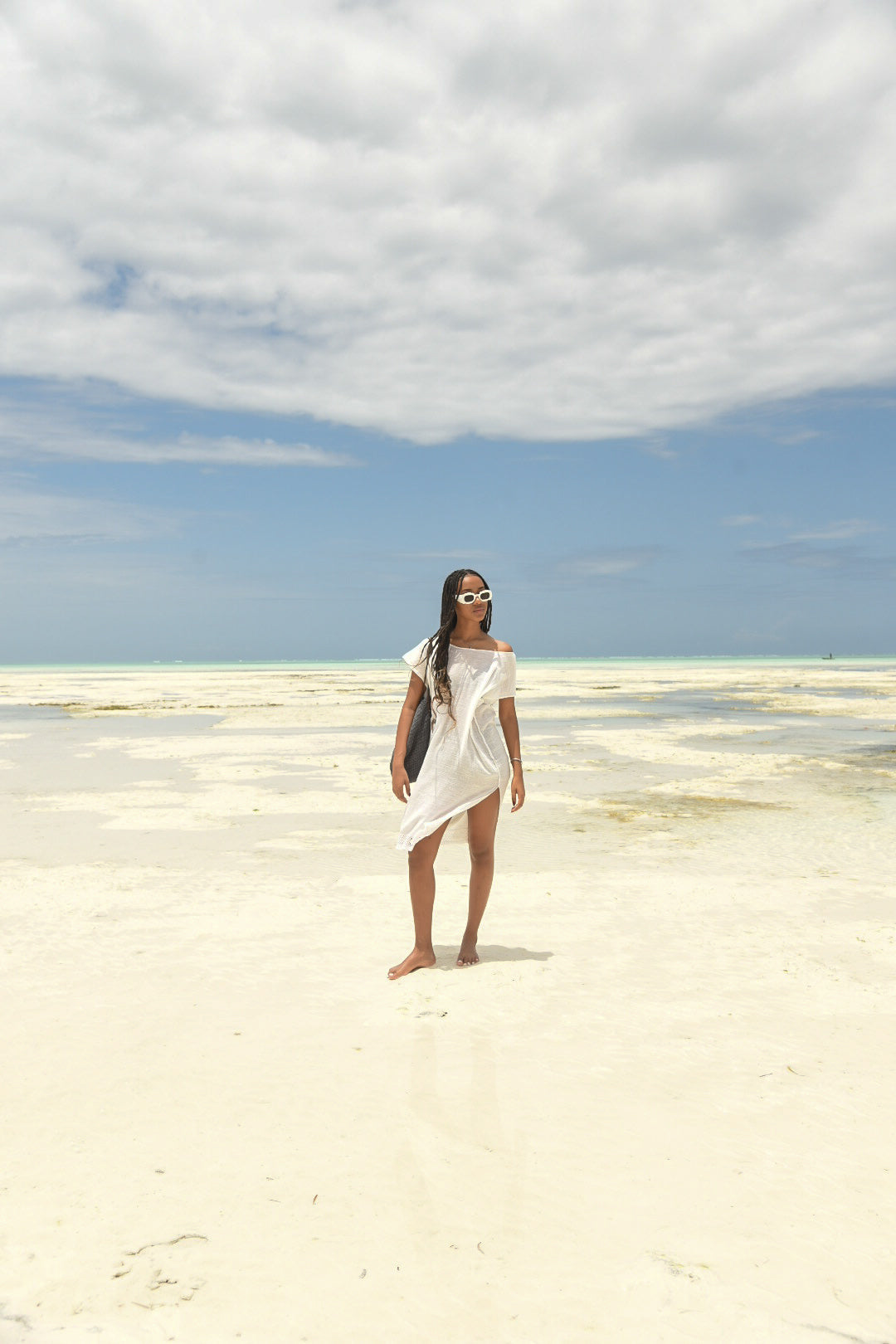 Huba Kindege Beach Cover-Up Dress – White (Free Size)